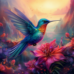 Farverig fugl, diamond art