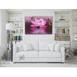 Lotus og sommerfugle - Premium - diamond art