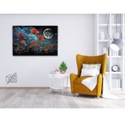 Valmuer i månelyset - Premium - diamond art