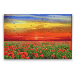 Valmuemark ved solnedgang - Premium i diamond art