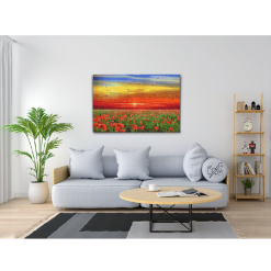 Valmuemark ved solnedgang - Premium i diamond art