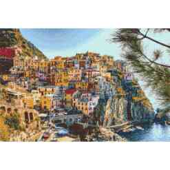 Diamond Art-billede af Cinque Terre, som er en perlerække af århundreder gamle kystlandsbyer på den italienske riviera kystlinje.